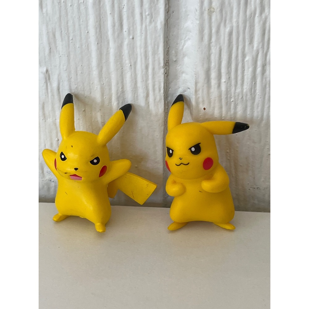Two‎ Pikachu Figurines Pokemon Yellow Anime Collectible Toys